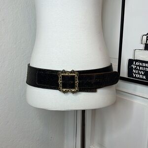 Fabio Corti Brown Crackled Leather Belt Size L
